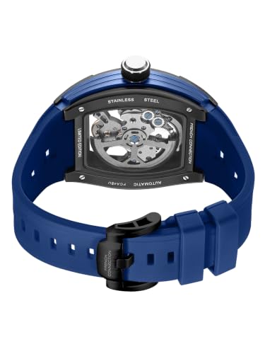 Image of French Connection Limited Edition | Stealth Series | Skeleton Dial | Stainless Steel Case | Premium Silicone Strap | Automatic Watch for Men - FCA48