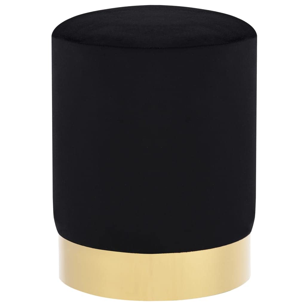 Elegante pouf in velluto nero e oro – pouf in schiuma morbida con base in metallo, poggiapiedi moderno e elegante accento tavolino da caffè per arredamento di lusso e interni eleganti