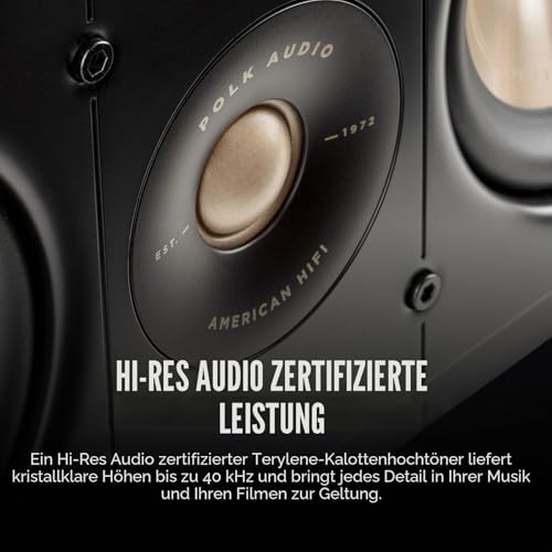 Polk Audio Signature Elite ES30 Centerlautsprecher, schlanker, hochauflösender Center Lautsprecher, Hi-Res Zertifiziert, Dolby Atmos und DTS:X kompatibel (Stück), Schwarz