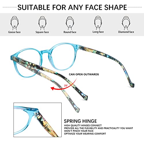 Image of 5-Pack Reading Glasses Blue Light Blocking, Fashion Round Computer Readers Women Men Clear Lens Anti UV /Glare (5 Pack Mix Color, 2.50)