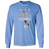 Tutiinca Air Alvarez 9 Graphic Argentina Soccer Fans Long Sleeve T-Shirt (Carolina Blue, Large)