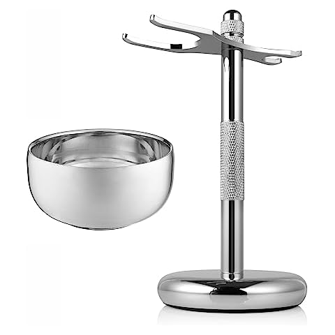 Perfecto Chrome Shaving Stand and Shaving Bowl Cover