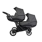 KUNERT BOOSTER 3in1 Kinderwagen Komplettset Zwillingskinderwagen Babywagen 3 in 1 Kombikinderwagen Komplettset Geschwisterwagen Kinder Wagen set Zwillingsbuggy Doppelkinderwagen (Graphit, 3 in 1)