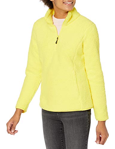 Amazon Essentials Women's Polar Fleece Lined Sherpa Quarter-Zip Jacket, Bright Yellow, Medium