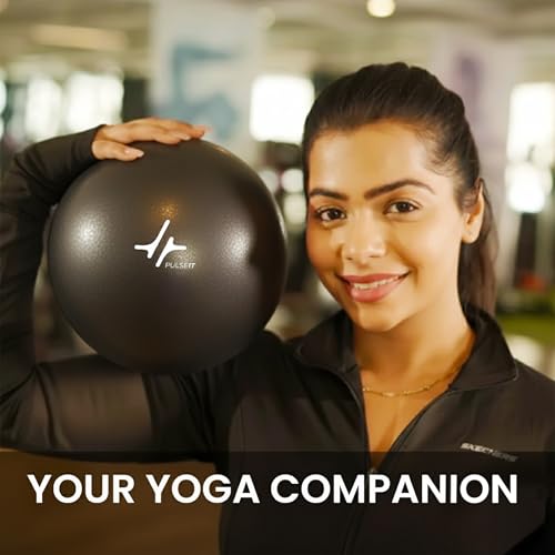 Image of PulseITOrbit Yoga Ball 25cm for Exercise, Balance & Core Strength | Anti-Burst Mini Pilates Ball for Home Workout, Yoga, Stability Training & Physical Therapy | Inflatable Soft Gym Ball (Black)