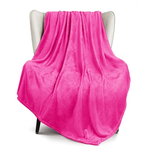 Exclusivo Mezcla Kuscheldecke Fleece Decke für Couch Superweiche und Warme Sofadecke Wohndecke für Ganzjahreszeit Plüsch und Leicht 130 x 170 cm Hot Pink
