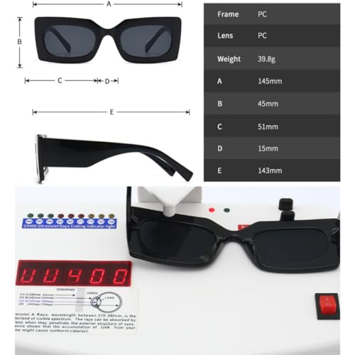 Lunettes de soleil rectangulaires rétro à verres dégradés géométriques