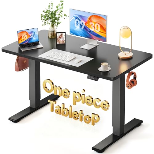 Image of FEZIBO One-Piece Standing Desk, 48 inchx24 inch Seamless Tabletop Electric Height Adjustable for Home Office, Study Rooms & Multi-Device Workstations, Black