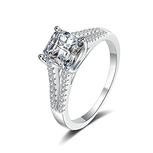 Bague argent 925 moissanite anti-ternissement pour un éclat brillant durable