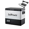Setpower PT55 Car Refrigerator With AC Adapter,Dual Zone Portable Freezer Fridge Electric Cooler,55L Portable Car Fridge,12 Volt Refrigerator for Car Camping, RV, Truck,Vehicles,Travel,3-YEAR Warranty