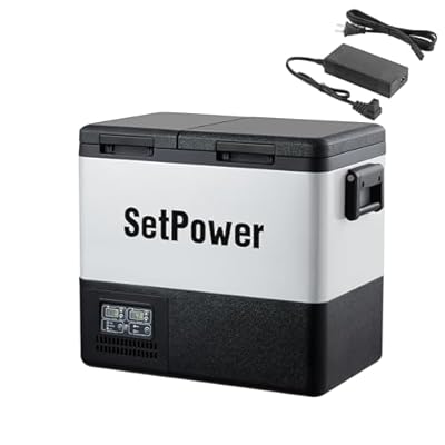 Setpower PT55 Car Refrigerator With AC Adapter,Dual Zone Portable Freezer Fridge Electric Cooler,55L Portable Car Fridge,12 Volt Refrigerator for Car Camping, RV, Truck,Vehicles,Travel,3-YEAR Warranty