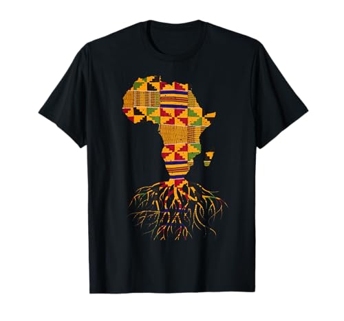 Chemise traditionnelle de la carte de l'Afrique en tissu avec racines africaines T-Shirt