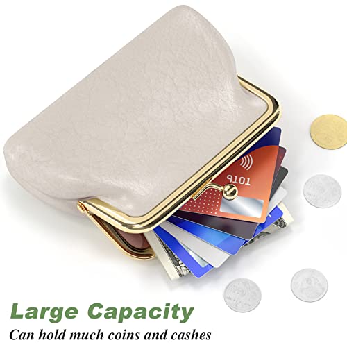 Image of Coin Purse, Small PU Leather Change Purse, Coin Wallet with Clasp, Car Change Holder Pouch for Woman Men Kids Girls, Apricot