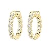 PAVOI 14K Yellow Gold Plated 1.5mm Cubic Zirconia Sparkling Round Huggie Ear Cuff Gold Earrings for Women | Clip On Cartilage #2