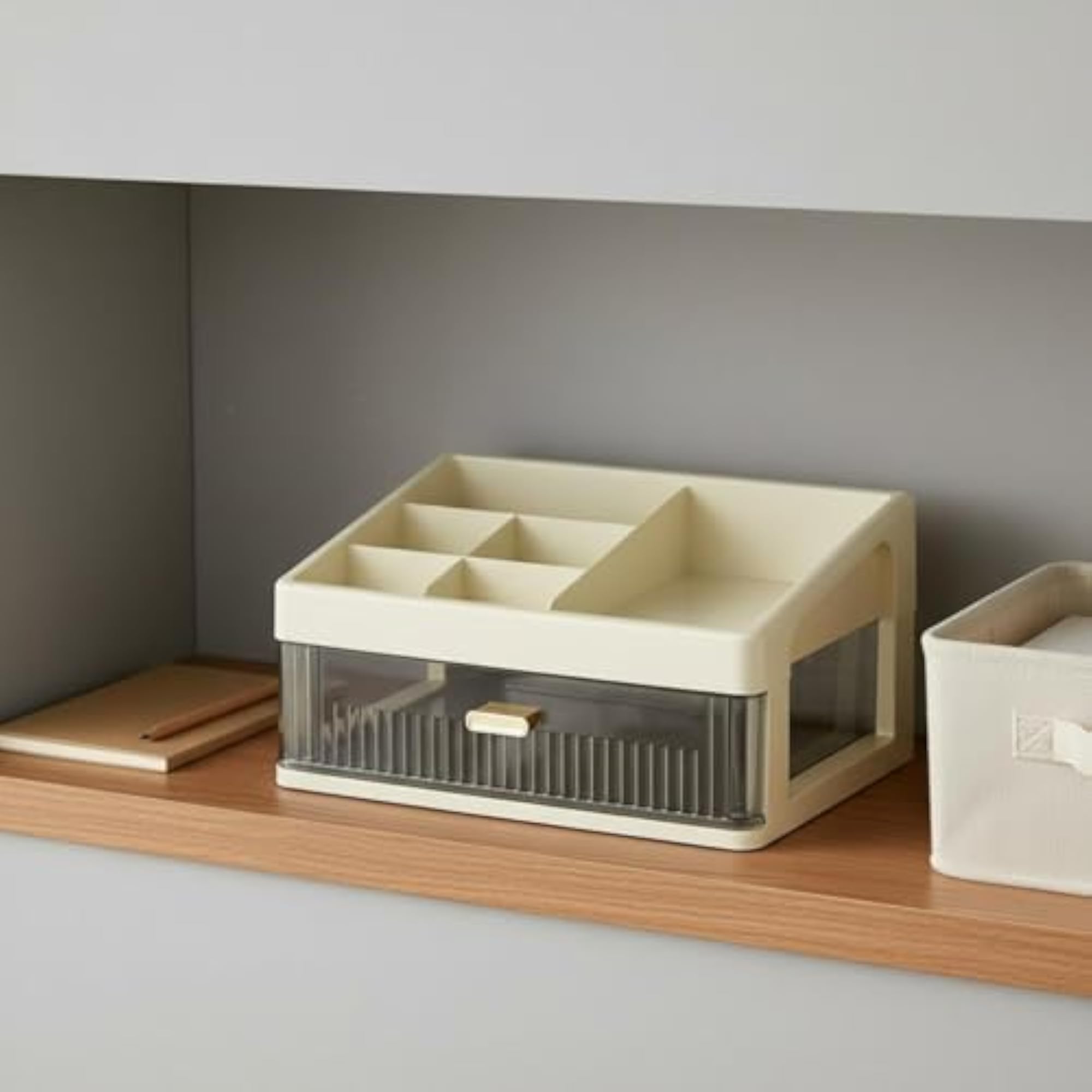 Dustproof Makeup Organizer with Drawers, Stackable Design