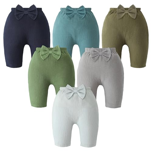 Image of Benoxine Baby Pants 6-Pack Cotton Linen Jogger Pants & Baby Sweatpants for Boys & Girls Elastic Waist Infant Bottoms