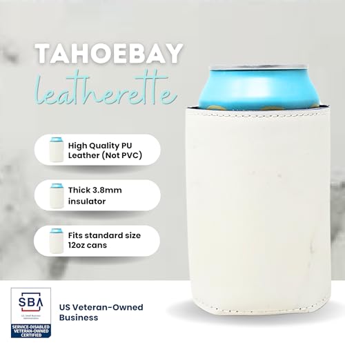 Image of TahoeBay Leatherette Can Cooler Sleeves in Bulk, 12-Pack, Marble | Blank Faux Leather, Plain Neoprene Beer Coolers for 12 oz Cans, Blanks for Heat Transfer Vinyl, Groomsmen Gifts, Party Favors