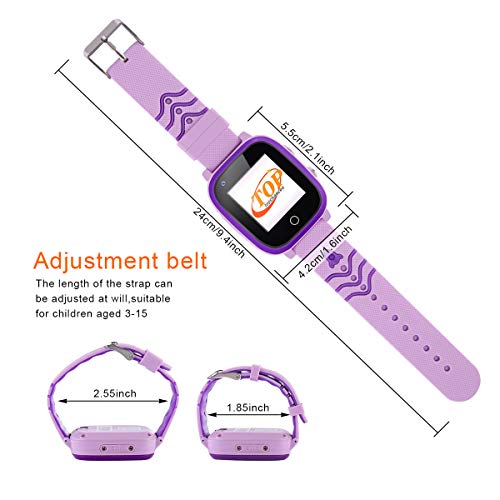 MIFXIN 4G Kids Smart Watch Phone Boys Girls Waterproof Children Smartwatch with GPS Tracker WiFi Bluetooth Camera Alarm Clock SOS Sport Wrist Watch for 3-12 Years Old Kids Students Gift (Purple)