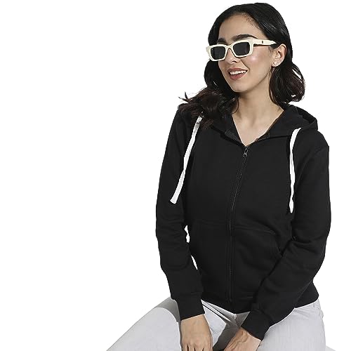 Image of PINACOLADA Women's Zip-Front Hoodie with Angled Open Pockets for Casual Wear | Hooded Neck | Long Sleeve | Zipper Closure | Cotton Sweatshirt Crafted with Comfort Fit for Everyday Wear