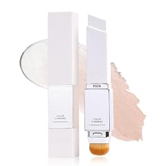 Color Changing Foundation Stick 2-in-1 Dual Ended with Brush - Satin Glow Finish Lightweight Blendable Creamy Concealer Waterproof