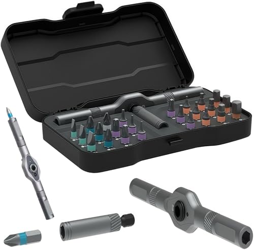BFLSSX【24合1】磁気式ラチェットドライバーセット コンパクト多用途工具キット 精密機器、自転車、家具、PC修理用 携帯便利なDIY工具セット