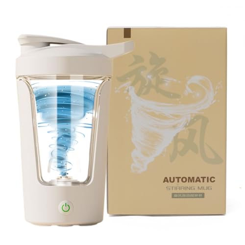 LOMUG Botella eléctrica para batido de proteínas, 450 ml, batidora automática de proteínas, recargable por USB, para batido de proteínas y batido de leche (blanco)
