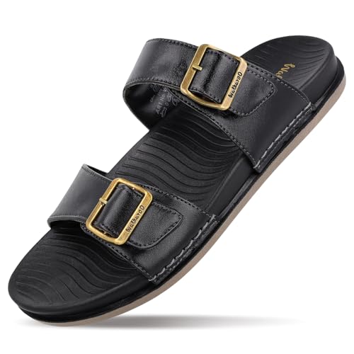 Image of WALKAROO Men's Fashion Sandals with Cushion Sole, Dual Straps with Buckles and Lightweight - WE1363