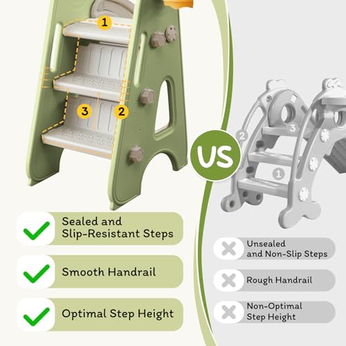 Indoor Toddler Slide for Kids, 3 in 1, Kid Play Climber Playset, Foldiable for Toddlers with Basketball Hoops and Ball, Baby Slide for Backyard Playsets Indoor and Outdoor - image 5