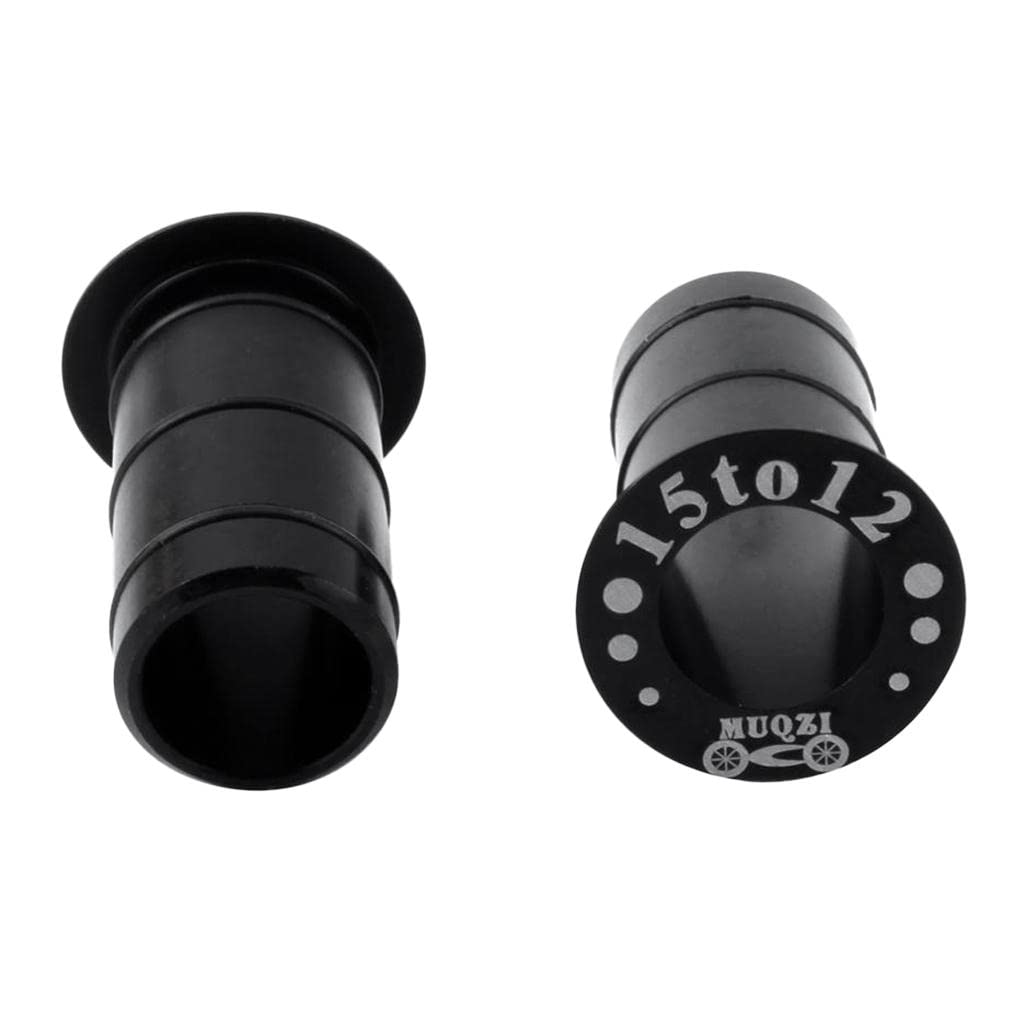 SM SunniMix 2Pcs Aluminum Alloy Road Bike Bicycle Fork Barrel Shaft Side Cover Convert 15mm to 12mm Adapter Disc Brake, Black, 30x15mm