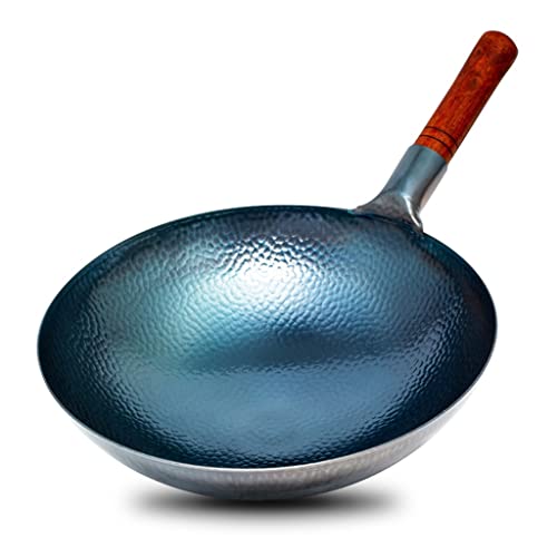 Wok de hierro tradicional hecho a mano con mango desmontable miniatura 1