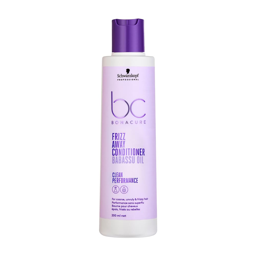 Schwarzkopf Professional Bonacure Frizz Away Conditioner for Men & Women | Anti-Frizz & Smoothing Formula with Babassu Oil | Deep Nourishment for Silky, Manageable Hair (200 ML)