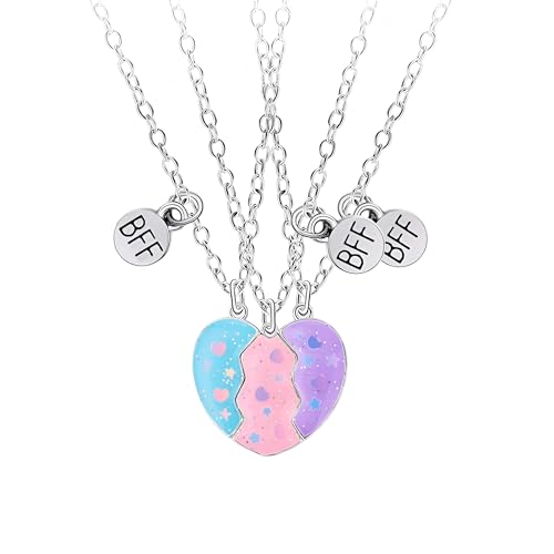 Collier magnétique meilleurs amis en argent véritable avec pendentif cœur