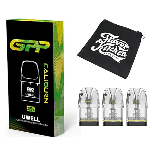 【GPP】ユーウェル CALIBURN GPP Cartridge(3個入り)FlavorKitchenミニポーチ付属|CALIBURN G4 & G3対応|電子タバコ VAPE 交換用カートリッジ|0.4Ω/0.6Ω/0.9Ω/1.2Ω (0.9Ω)