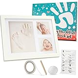 Täubchen® Hand- und Fußabdruckset, Gipsabdruck, Babyfreundlich, Babyparty, Babygeschenke, Geburt, Taufe Geschenk, hochwertiger Bilderrahmen, Fußabdruck, Babyshower