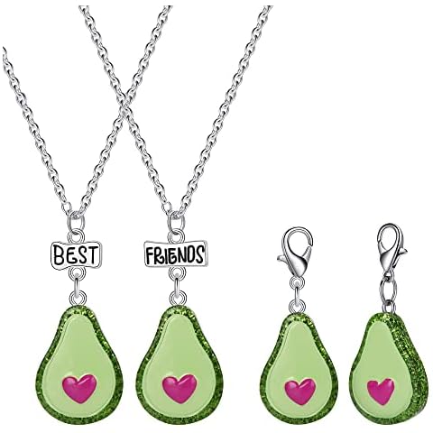Msnailfly Cute Avocado with Heart Friendship Necklaces Set BFF Necklaces Best Friend Necklaces Friendship Avocado Keychain Relationship Gifts Cover