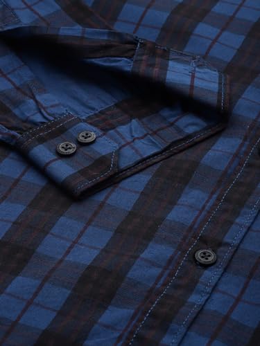 Image of Majestic Man Men Small Checkered Slim Fit Cotton Casual Shirt