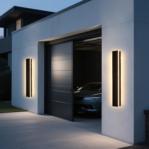 Image of Modern Outdoor Wall Lights - 2pack 39inch 3000K Black Exterior Light Fixtures Wall, Porch Lights Outdoor Wall Sconce, Patio Long Strip Wall Light Fixtur Outside for Garage, House(4.72 Inch Wide)
