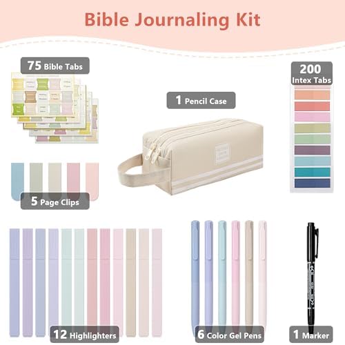 Vienrose Bibel Journaling Satz für Frauen - 75 Englische Bibel Tabs & Textmarker
