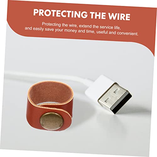 Housoutil 50 piezas Bridas de cuero para gestión de cables Duraderas Organizador de cables de auriculares con hebillas Diseño compacto para cables USB Auriculares y más Khaki Marrón miniatura 7