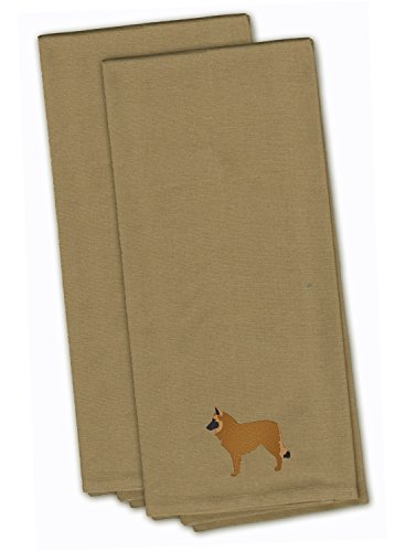 Caroline's Treasures BB3461TNTWE Belgian Shepherd Tan Embroidered Towel Set of 2 Decorative Bathroom Guest Hand Towel for Hand, Face, Tea, Dishcloth, 19 X 25, Tan