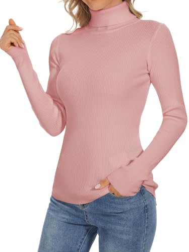 Image of Turtleneck Sweaters for Women Ribbed Long Sleeve Pullover Sweater