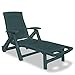 YCKJKJZG Leżak do opalania z półką na nogi, składany leżak ogrodowy z 2 kółkami, z tworzywa sztucznego, 5-stopniowe regulowane oparcie, 72 x 195 x 101 cm