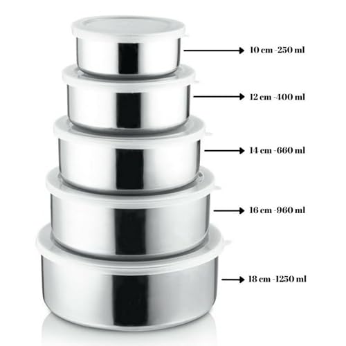 Conjunto de Tigelas de Inox com Tampa – 5 peças. Elegância e Durabilidade para Sua Cozinha