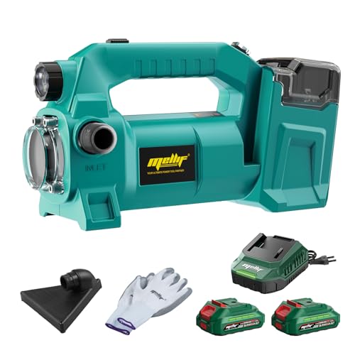 Mellif Akku Wasserpumpe für Makita Akku 18V, Gartenpumpe mit Akku 4000 mAh,Bürstenlos Motor,Fördermenge 1895 L/h,Förderhöhe 18 m,LED Licht für Garten (inkl. MELLIF 2 Akku 2.0 Ah + 1 Ladegerät 2.0Ah)