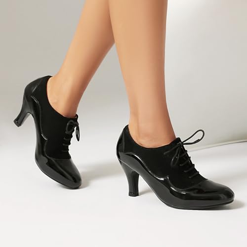 Women's Mary Jane Close Round Toe Lace Up 1940 Vintage 1950s Heels Retro 1930s Victorian Pumps 1920s Shoes4