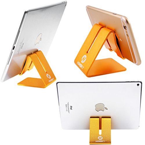 Honsky Solid Portable Universal Aluminum Desktop Desk Charging Stand Hands Free Mobile Smart Cell Phone Holder Tablet Display Stands, Cellphone Stand, Smartphone Mount Cradle, Gold #TOP2