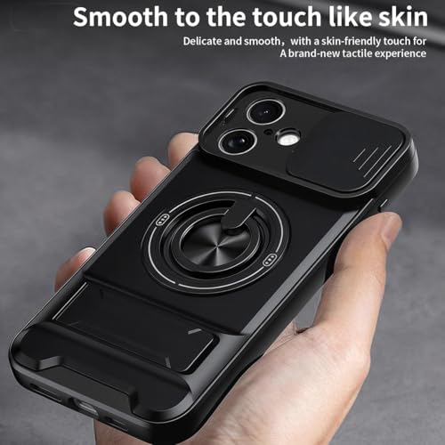 Dssairo for iPhone 16 case with 360°Rotation Magnetic Ring Compatible with MagSafe Slide Camera Cover Foldable Stand Military-Grade Shockproof Protective case (Black, iPhone 16) by Dssairo - Used condition - Image 8
