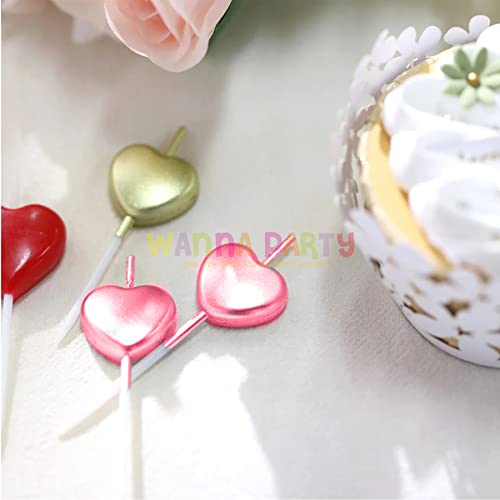 Image of Wanna Party Red Heart Pick Candles, Candles for Birthday Decoration, Cake Decoration Supplies for Wedding Birthday Events (Pack of 5)