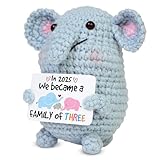 OASSIE Baby's First Christmas Decorations – Positive Elephant Crochet with Message Card – New Mom Dad Gifts, Pregenancy Announcement for Grandparents, New Parents Gifts for Mom Dad Couple Family