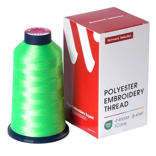 Image of Poolin Polyester Machine Embroidery Thread 4000M 40WT Bright Green 1178 | Smooth Feeding with Stable Tension for Clean, Consistent Stitching on Home and Commercial Embroidery Machines